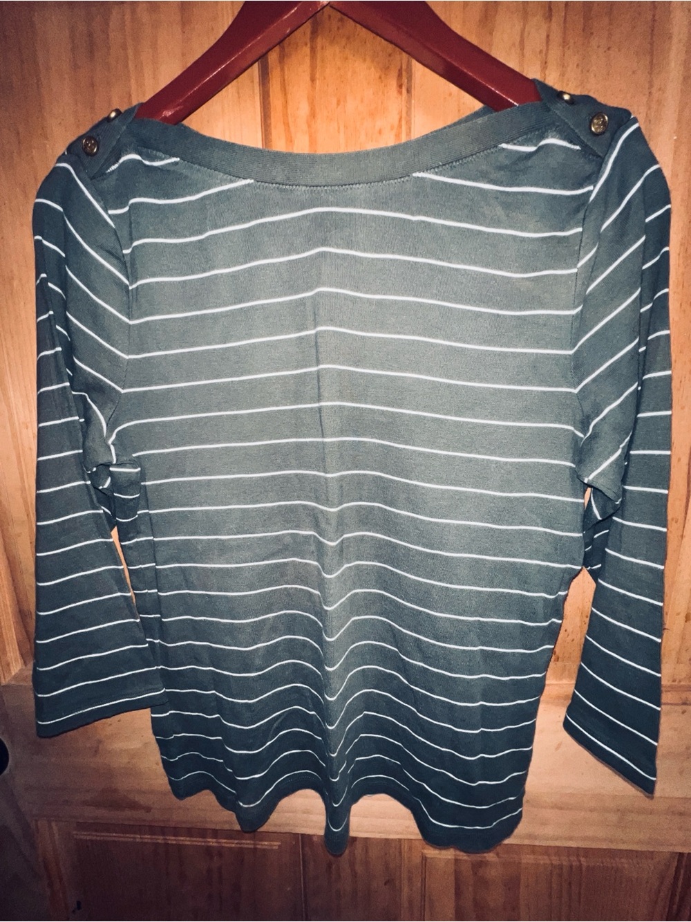 Lauren Ralph Lauren Olive Green Striped Long Sleeve Top